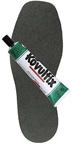 Schuhreparatur Schuhsohle Speckgummi schwarz - 1 Paar Antirutschsohlen Schuhe 100% Vegan- 1 Tube 120gr. Kövulfix Schuhsohlenkleber- Gummisohlen zum Aufkleben - Schonsohle aus Naturcrepe
