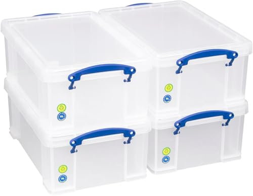 Really Useful Box 4 St�ck 9 Liter - 395x255x155 mm - f�r 24 DVDs/ A4 papier - transparant