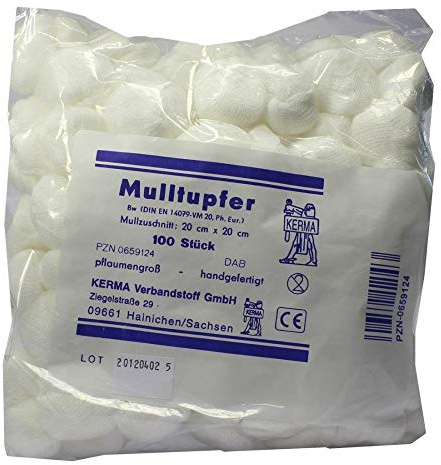 MULLTUPFER 20x20 cm pflaumengroß unsteril 100 St