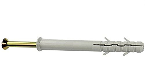 Merriway BH02841 Rahmenbefestigung zum Festschrauben M10 x 160 mm mit Nylondübel, Weiß, 5 Stück