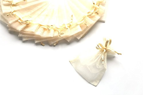 Schnoschi 50 Stück Organzabeutel Organzasäckchen 10 x 7,5 cm Creme