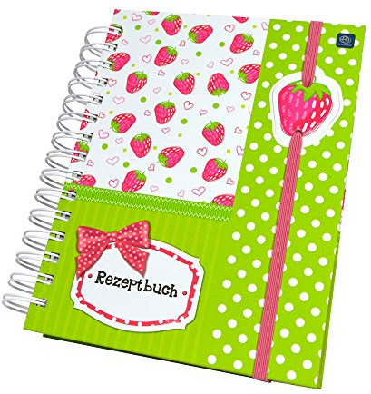 Frau WunderVoll® REZEPTBUCH ZUM SELBERSCHREIBEN Erdbeere, 21 x 16 cm/Blanko Kochbuch, Ringbuch, Hardcover, Lieblingsrezepte, Inhaltsverzeichnis und Register, Backbuch, Rezepte