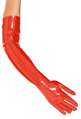 Insistline hautenge oberarmlange Datex Latex Handschuhe, S rot