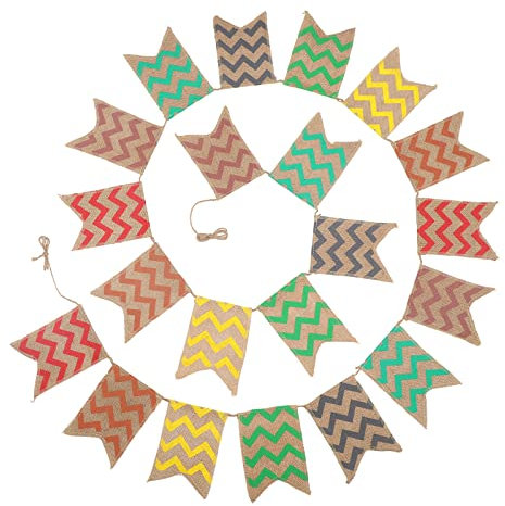 G2PLUS 3.7 m Linen Bunting Hessian Garland Vintage Rustic Cute Bunting Bunting Colourful Bunting for Outdoor Wedding