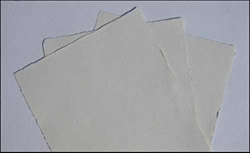 handgeschöpftes Büttenpapier Aquarellpapier A5 10 Bogen/Set warmweiß 200g/m² offwhite BaumwollLinters handmade cotton-paper (AE205)