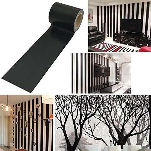 UOOOM 10 m x 5 cm svart washi tejp väggdekoration självhäftande maskeringstejp scrapbooking hantverk (design 0510)