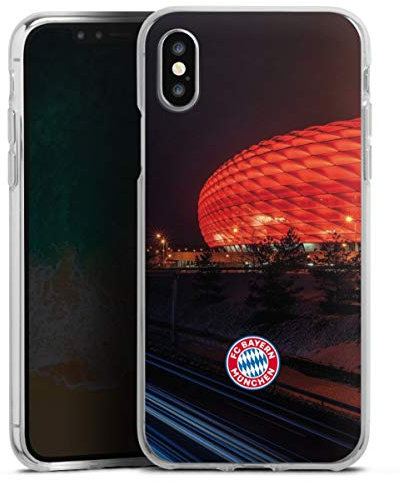 Silikon Hülle kompatibel mit Apple iPhone X Case transparent Handyhülle FC Bayern München FCB Stadion
