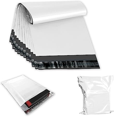 JeeJaan® 50 Pcs White Postage Bags 12x16 Poly Mailers 305 x 405 mm Parcel Bags Envelope Courier Shipping Mailers Waterproof and Tear-Proof Postal Courier Mailer
