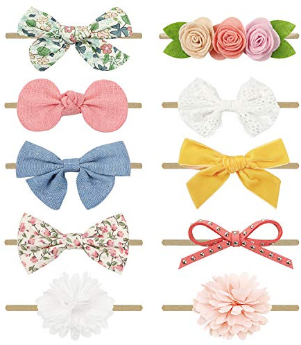 DRESHOW 10 Pcs Diadema Elástica Para Bebé Niñas Recién Nacidos - Banda Para Cabeza Accesorio