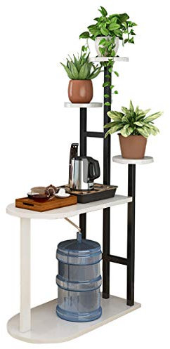 Exquisit Metall Plant Stand Pflanzenständer Pflanzgefäß Halter für Innen Außen, Holz Blumentreppe Pflanzentreppe Couchtisch für Wohnzimmer Sofa