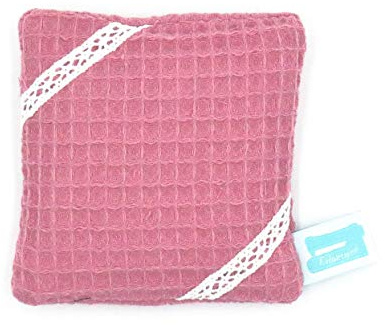 Taschenwärmer wiederverwendbar, 10cm x 10cm, Wärmekissen Mikrowelle, Kühlpack, Waffelpiqué Rosa mit Borte