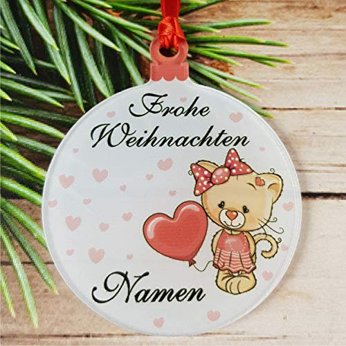 Gravure Events Christbaumkugel mit Namen – Frohe Weihnachten – Personalisierte Weihnachtskugel mit Name. Personalisiertes Geschenk. – Kugel - Christbaumschmuck - Weihnachtsbaumkugeln DSZ1