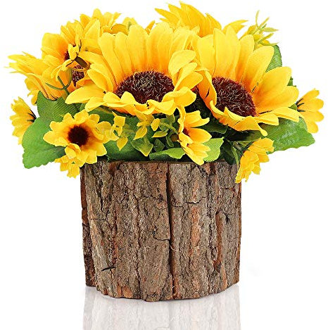 AceList Artificial Flowers, Fake Flowers/Mini Potted Artificial Plants With Bark Pot, Small Indoor Outdoor Fake Plants for Home Office Desk Kitchen Shelf Bedroom Bathroom Decoration