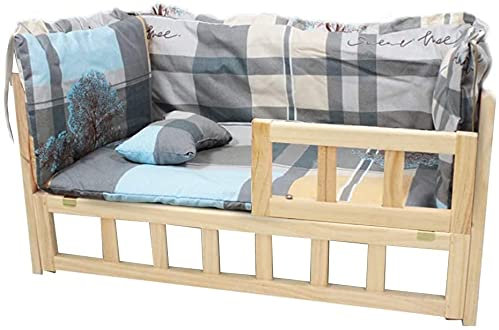 DHGTEP Indoor Outdoor Holz Hundebett mit Schienen, Matte und Kissen, Große Mittlere Kleine Erhöhte Haustiere Betten, (Size : XL)