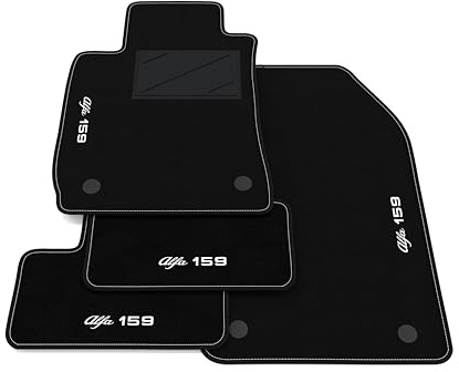 Fußmatten kompatibel mit Alfa Romeo 159 Abstand der Befestigungspunkte (Fahrer) 34,5 cm, maßgeschneidertes Autoteppich-Set, Teppich Set, Autoteppiche