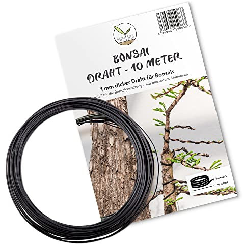 HappySeed 10m Bonsai Draht aus eloxiertem Aluminium, Schwarz - Essenziell für die gewünschte Form Ihres Bonsais - ideal zum Drahten von Bäumen & Pflanzen (1 mm)