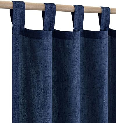 Marineblaue Vorhänge für Jungenzimmer, 2 Paneele, Leinenstruktur, halbtransparent, dunkelblau, Vorhang für Kinderzimmer, Teenager, nautische Heimdekoration, marineblaue Vorhänge, 132 x 160 cm lang