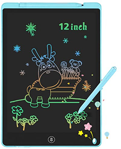 LCD Zaubertafel 12 Zoll, LCD Schreibtafel Kinder, Bunte Schreibtablett Zeichenbrett Maltafel, Verbessertes Schreibtafel Elektronisch, Großartige Spielzeug für Geschenk Junge 2 3 4 5 6 7 Jahre