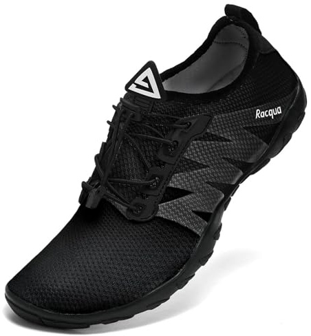 Racqua Wasserschuhe Schwimmschuhe Damen Herren Welten Koden Strandschuhe Frauen Barfuss Schnelltrocknend Badeschuhe Erwachsene Schwarz EU39