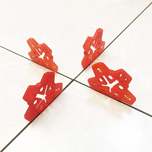 WJYXSH 50pcs 1-3mm Wall Tiles Ceramic Gap Locator Artifact Cross Tile Leveling System Gap Grout Floor Construction Tool Reuse (Color : Red4)