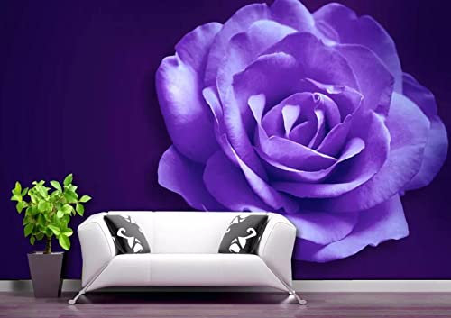 Tapete 3D Wandbild Retro Lila Rosenblume Fototapete 3D Effekt Vliestapete Wohnzimmer Schlafzimmer Wanddeko