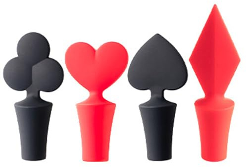 Silicone Wine Stoppers, Lucky Clover Design Set of 4 Beer Bottle Cover Caps Saver Sealer, Keep Fresh Tools for Wine Bottles (4)