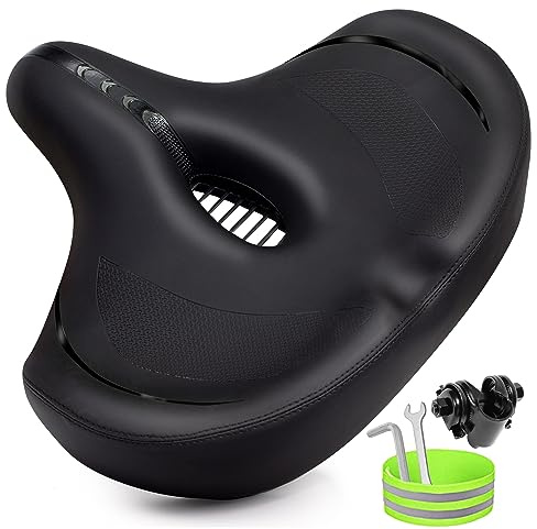 CDYWD Selle de Velo Ultra Confortable Femme et Homme - Extra Large, Rembourrage Doux, avec Suspension, Ergonomique - Confort pour VTT, Vélo De Ville, Ebike, Vélo Stationnaire