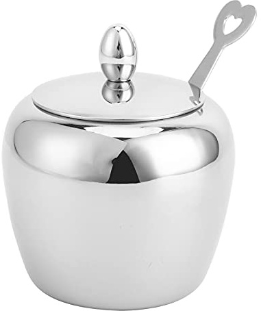 Natudeco Pot d'assaisonnement Récipient de stockage de poudre de café Sucrier en acier inoxydable avec couvercle et cuillère Pot de stockage de sel et de poivre de cuisine Conteneur antioxydant