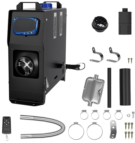 YRHome Calentador de aire diésel de 12 V, con mando a distancia, LCD, para camiones, autocaravanas, caravanas, barcos (negro + azul LCD)