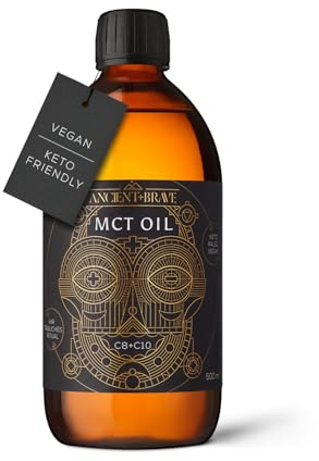 Ancient + Brave True MCT Öl | 500 ml | 50 empfohlene Portionen - Glasgefäß | C8 & C10 Mischung, 100% Aus Kokosnüssen, Ketogen, Intervallfasten, Vegan, Paleo, Keto
