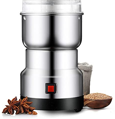 Broyeur électrique, moulin à café électrique, moulin à grains portable multifonction à faible bruit, broyeur à balançoire avec 4 lames en acier inoxydable pour grains de café au poivre et aux épices