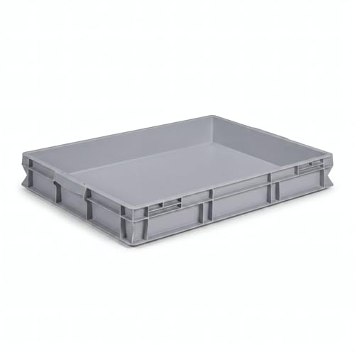 Horison Industries 5 pcs Euro Plastic Container Storage 45 Liters - 800x600x120mm Stackable Crates for Heavy Duty Boxes for Garage, Home & Storage Outdoor Use, Durable and Versatile Grey Tote Box