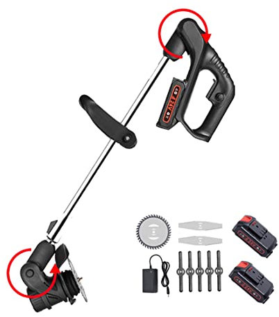 XHJL Garden strimmer Tondeuse à Gazon sans Fil 24V Tondeuse à Gazon télescopique électrique légère avec Batterie et Chargeur 90 ° tête de réglage (Noir)
