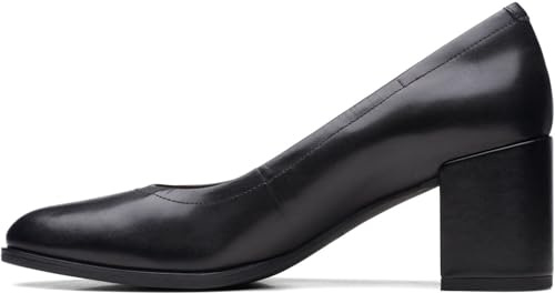 Clarks Freva55 Court högklackade skor för kvinnor, Svart läder, 7 Wide