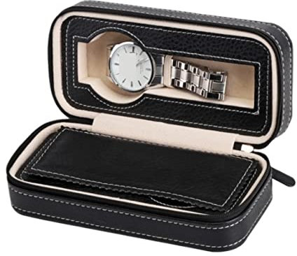 Uhrenkoffer Uhrenrolle Uhrenbox Uhrenschatulle Uhrendisplay Schmuckaufbewahrung Organizer 2 Slots Uhrenbox Halter Armbanduhr Collector Display Storage Organizer Case Uhrenetui Uhren Aufbewahrungsbox (