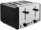 Tower T20086BLK Sera 4 Slice Toaster with 6 Browning Levels, Removable Crumb Tray, Defrost/Reheat/Cancel Functions, 1800W, Black