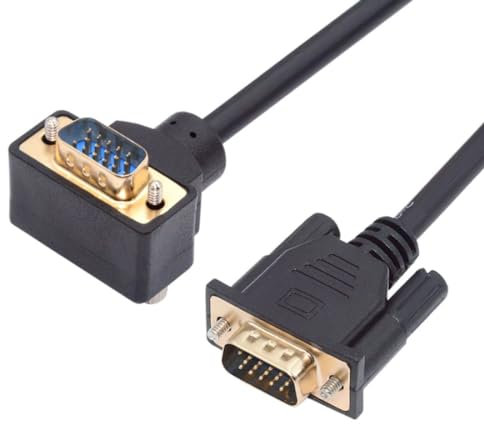 chenyang Câble VGA, SVGA D-Sub HDB15 broches mâle vers mâle coudé à 90 degrés vers le bas, adaptateur de 1 m pour moniteur/projecteur/graphique