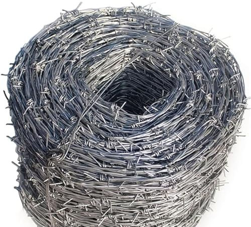 CINVSERW Rollo De Alambre De Púas, Alambre Espino Galvanizado Alambre De Espino Anti-Escalada Anti-Robo Malla De Alambre Valla Aislamiento De Espinas Medidas De Seguridad para Valla (2.1mm 200m)