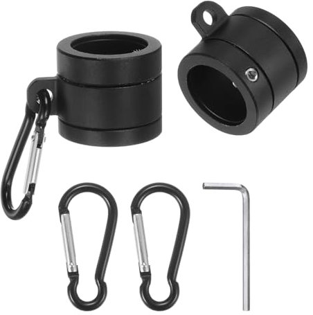 sourcing map 2pcs Flag Pole Rings, Aluminum Alloy Flagpole Rings with Bearings, 360 Degree Tangle Free Flag Pole Clips with Hook for 0.75-1.0 Diameter Flagpole (Black)