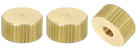 sourcing map Knurled Thumb Nuts, 3Pcs M4 x D12mm x H6mm Brass Flat Head Blind Hole with Collar Flat Head Blind Hole Round Knobs Fasteners for 3D Printer Parts, Machine Tools