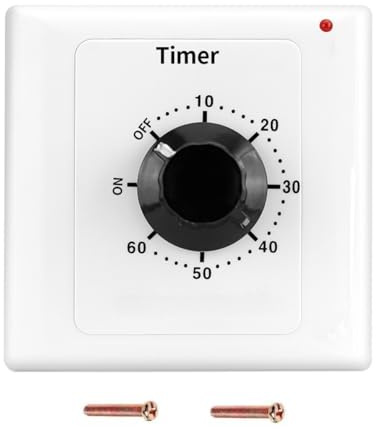 Switian Interruptor de Temporizador de 60 Min, Cuenta Regresiva Mecánica Inteligente de 220V CA 15A, Interruptor de Encendido/Apagado de Enchufe, Panel de Temporizador de 86, Botón de Control
