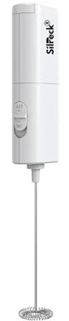 Silreck Milk Frother I Milk frother Electric Milk Foam Maker with Stainless Steel Whisk, Milk frother Handheld for Coffee and Matcha I Battery-Operated Electric Stirrer (White)