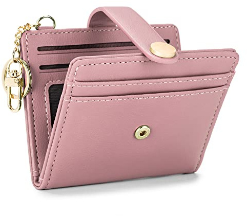MUIIKOLA Slim Wallet,Geldbörse Damen Slim RFID-Blockierung,Leder Geldbörse Damen Klein,Kreditkartenhalter mit Schlüsselanhänger, Münzfach mit Reißverschluss