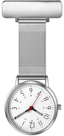 Avaner Krankenschwesteruhren Stilvolle Schwesternuhr mit großem, leicht ablesbarem Zifferblatt und Brosche Arbeitsuhr FOB Analog Quarzwerk Taschenuhr für Doktor Arzt Schwestern
