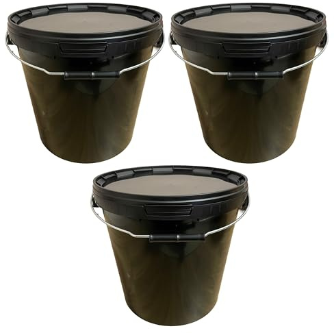 SILPLAST 3 x 20 Liter Eimer mit Deckel schwarz Kunststoffeimer für Lebensmittel Chemie Mehl stapelbarer Vorratseimer aus Kunstoff Behälter Milcheimer Honigeimer Wassereimer Aufbewahrungsbehälter