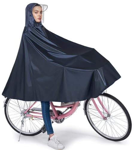 ADERTOS Regenponcho Fahrrad Regencape Wasserdicht Fahrradregenponcho mit Kapuze Reflektierend Radfahren Regenumhang Fahrradponcho Regenmantel für Damen Herren Erwachsene Fahrradfahrer