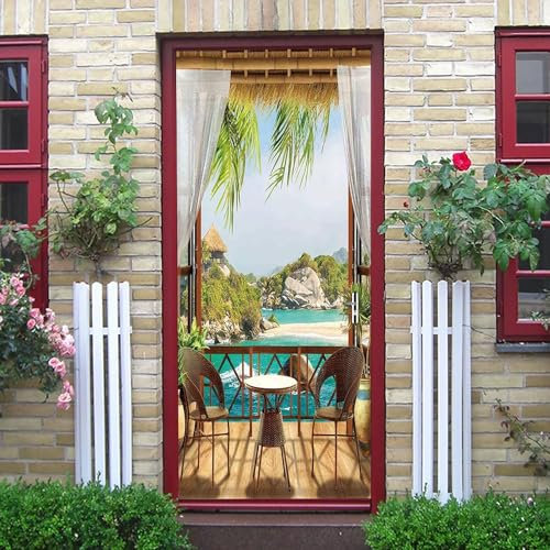 3D Türaufkleber Berge Wald See Himmel 100 X 215 Cm Türtapete Selbstklebend Türposter - Fototapete Türfolie Poster Tapete Meer Aufkleber Diy Selbstklebende Wandbild Pvc Wasserdichte Tapete -7E8L/L7P0