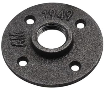 Flangia Filettata 1 pz Nero Decorativo Ghisa Malleabile Piano/Parete Flangia Ghisa Malleabile Raccordi BSP Foro Filettato Flangia(Misurare:1)