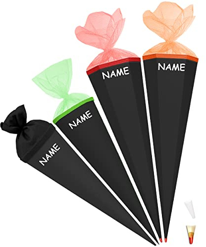 alles-meine.de GmbH Schultüte - Rohling - SCHWARZ - Größe wählbar - 35-100 cm - 6 eckig - inkl. Name - Tüllabschluß - mit/ohne Kunststoff Spitze - Zuckertüte - Markneukirche..