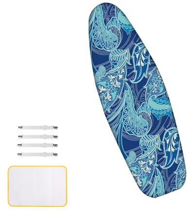 BLEDD 148 x 58 cm/Copriasse da stiro extra large per asse da stiro ricondizionato, con cuscinetto anti-bruciatura, per una facile stiratura, copertura per asse da stiro